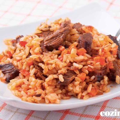 arroz com carne seca
