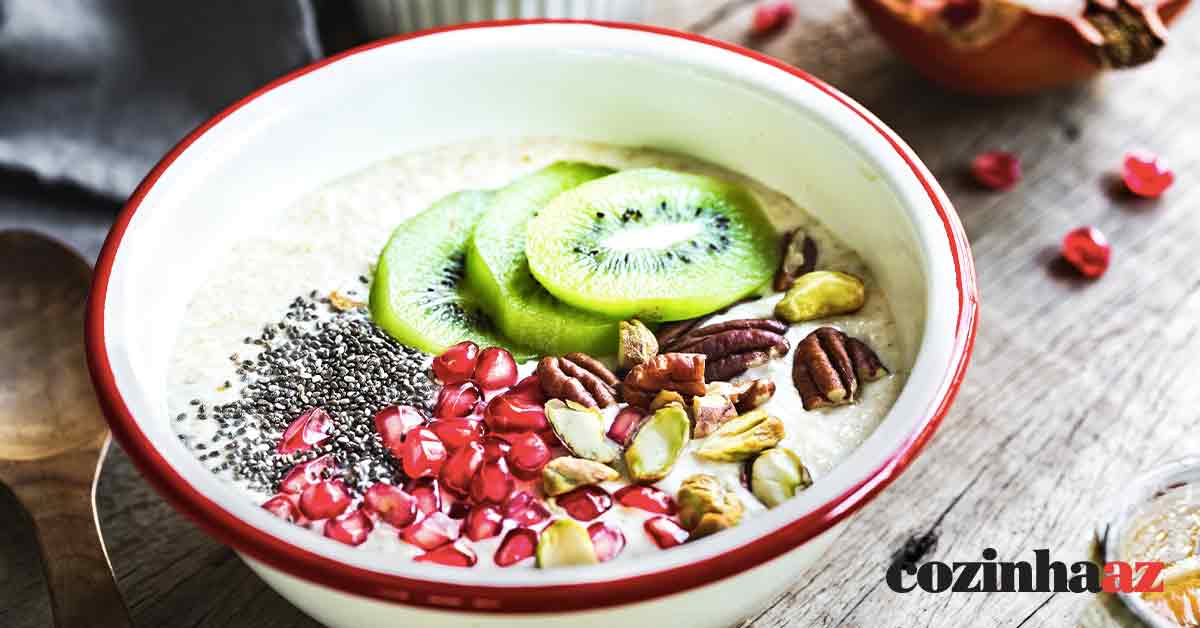 Overnight oats com frutas verdes